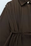 Önü ve Sırtı Pilise Detaylı Gizli Düğmeli Tasarım Gömlek  -Kahve-Tunik-431-261950-R15