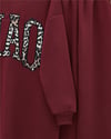 Önü Yazılı Leopar Deseni Detaylı Üç İplik Sweat Takım  -Bordo-Takım-349-5284-R04