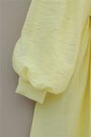Organze Bebe Yaka Taş Düğmeli Krinkıl Elbise -Sarı-Elbise-353-265-R22