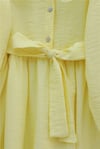 Organze Bebe Yaka Taş Düğmeli Krinkıl Elbise -Sarı-Elbise-353-265-R22