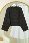 Örgü Desenli Salaş Krop Triko Kazak -K. Kahve-Kazak-109-0975-R54