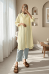 Oval Kesim Karaş Uzun Salaş Tunik -Açık Sarı-Tunik-307-613129-R75