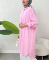 Oval Kesim Karaş Uzun Salaş Tunik -Pembe-Tunik-307-613129-R20