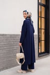 Pantolonu Cepli Likralı Oversize Üçlü Sendy Takım  -Lacivert
