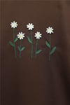 Papatya Nakışlı Yuvarlak Yaka Penye Tunik -Kahve-Tunik-253-13148-R15