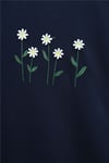 Papatya Nakışlı Yuvarlak Yaka Penye Tunik -Lacivert-Tunik-253-13148-R03
