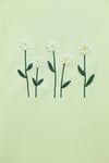 Papatya Nakışlı Yuvarlak Yaka Penye Tunik -Açık Sarı-Tunik-253-13148-R75