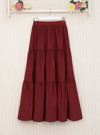 Parçalı Beli Lastikli Etek -Bordo-Etek-118-10046-R04