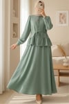 Parçalı Büzgülü Bluz Etekli Takım -Mint-Takım-349-7060-R24