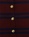 Parlak Düğmeli Çizgili Triko Hırka -Bordo-Hırka-109-0874-R04