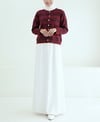 Parlak Düğmeli Çizgili Triko Hırka -Bordo-Hırka-109-0874-R04