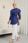 Pelerin Detaylı Düğmeli Oval Kesim Poplin Tunik -Laci-Tunik-307-0123-R03