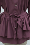 Pelerin Detaylı Düğmeli Oval Kesim Poplin Tunik -Vişne-Tunik-307-0123-R44