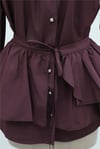 Pelerin Detaylı Düğmeli Oval Kesim Poplin Tunik -Mürdüm-Tunik-307-0123-R09