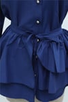 Pelerin Detaylı Düğmeli Oval Kesim Poplin Tunik -Laci-Tunik-307-0123-R03