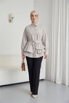 Pelerin Detaylı Düğmeli Oval Kesim Poplin Tunik -Taş-Tunik-307-0123-R43