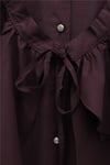 Pelerin Detaylı Düğmeli Oval Kesim Poplin Tunik -Mürdüm-Tunik-307-0123-R09