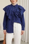 Pelerin Detaylı Düğmeli Oval Kesim Poplin Tunik -Laci-Tunik-307-0123-R03