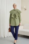 Pelerin Detaylı Düğmeli Oval Kesim Poplin Tunik -Çağla Y.-Tunik-307-0123-R70