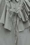 Pelerin Detaylı Düğmeli Oval Kesim Poplin Tunik -Taş-Tunik-307-0123-R43