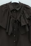 Pelerin Detaylı Düğmeli Oval Kesim Poplin Tunik -K. Kahve-Tunik-307-0123-R54