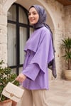 Pelerin Detaylı Kemerli Vual Tunik -Lila