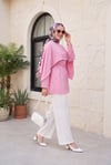 Pelerin Detaylı Kemerli Vual Tunik -Pembe