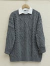 Petek Desen Kışlık Salaş Triko Kazak       -Füme-Kazak-109-0228-R18