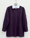 Petek Desen Kışlık Salaş Triko Kazak        -Mor-Kazak-109-0228-R34