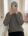 Petek Desen Kışlık Salaş Triko Kazak             -Toprak-Kazak-109-0228-R55
