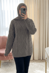 Petek Desen Kışlık Salaş Triko Kazak             -Toprak-Kazak-109-0228-R55