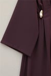 Pileli Beli Kemerli Toka Detaylı Modal Elbise  -Bordo-Elbise-111-61613-R04