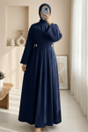 Pileli Beli Kemerli Toka Detaylı Modal Elbise -Laci-Elbise-111-61613-R03