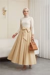 Piliseli Kemerli Paraşüt Etek    -Açık Sarı-Etek-346-3059-R75
