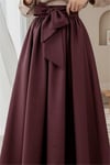 Piliseli Kemerli Paraşüt Etek   -Bordo-Etek-346-3059-R04