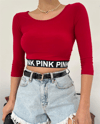 كم وردي مكتوب عليه فكير مرن - أحمر-Crop-246-2554-R33