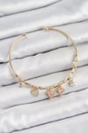 Pirinç Zirkon Taşlı Pembe Kalp Model Gold Renk Charm Bileklik