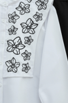 Plastron Detaylı Nakışlı Poplin Gömlek -Beyaz-Gömlek-349-8050-R02
