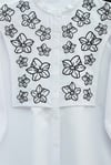 Plastron Detaylı Nakışlı Poplin Gömlek -Beyaz-Gömlek-349-8050-R02
