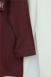 Plastron Detaylı Nakışlı Poplin Gömlek -Bordo-Gömlek-349-8050-R04