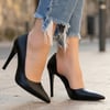 Pley Siyah Cilt Stiletto Ayakkabı