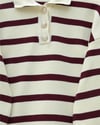 Polo Yaka Düğmeli Çizgili Triko Takım  -Bordo-Takım-295-2025-R04