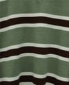 Polo Yaka Düğmeli Renkli Çizgili Triko Kazak  -Yeşil-Kazak-109-9757-R35