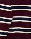 Polo Yaka Düğmeli Renkli Çizgili Triko Kazak -Bordo-Kazak-109-9757-R04