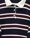 Polo Yaka Düğmeli Renkli Çizgili Triko Kazak -Laci-Kazak-109-9757-R03