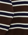 Polo Yaka Düğmeli Renkli Çizgili Triko Kazak -Kahve-Kazak-109-9757-R15