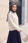 Polo Yaka Fermuarlı Cep Detaylı Triko Hırka  -Taş rengi
