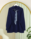 Polo Yaka Fularlı Yırtmaçlı Salaş Triko Tunik  -Laci-Kazak-295-1299-R03