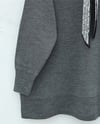 Polo Yaka Fularlı Yırtmaçlı Salaş Triko Tunik  -Füme-Kazak-295-1299-R18