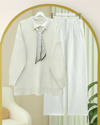 Polo Yaka Fularlı Yırtmaçlı Salaş Triko Tunik  -Krem-Kazak-295-1299-R28